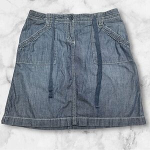 New York & Company Blue Denim Skirt w/ Pockets & Drawstring Size 6